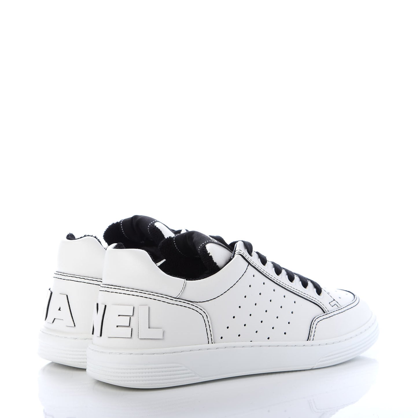 Calfskin Womens Logo Sneakers 39 White Black