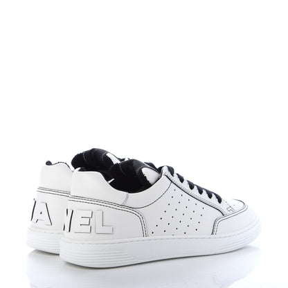 Chanel Calfskin Womens Logo Sneakers 39 White Black 4 of 11