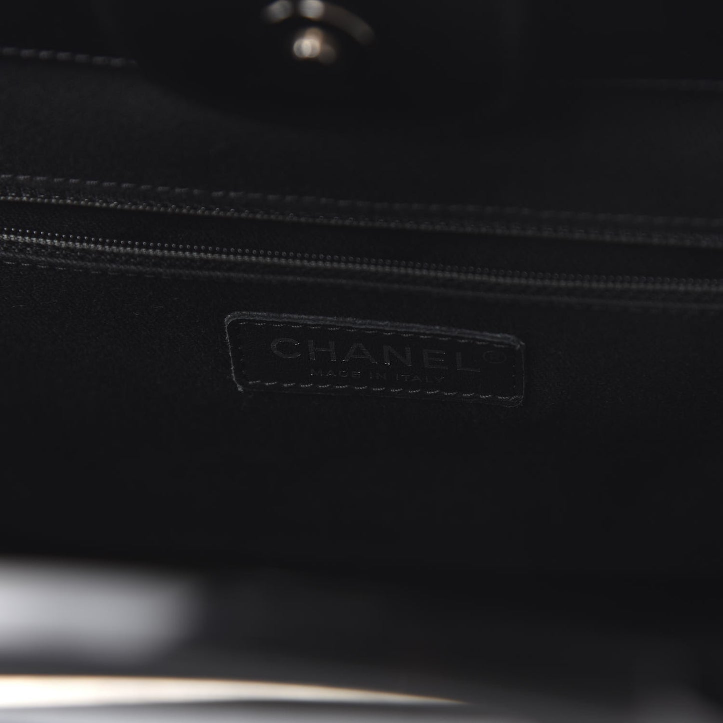 Glazed Calfskin Quilted Large CC Delivery Tote Black