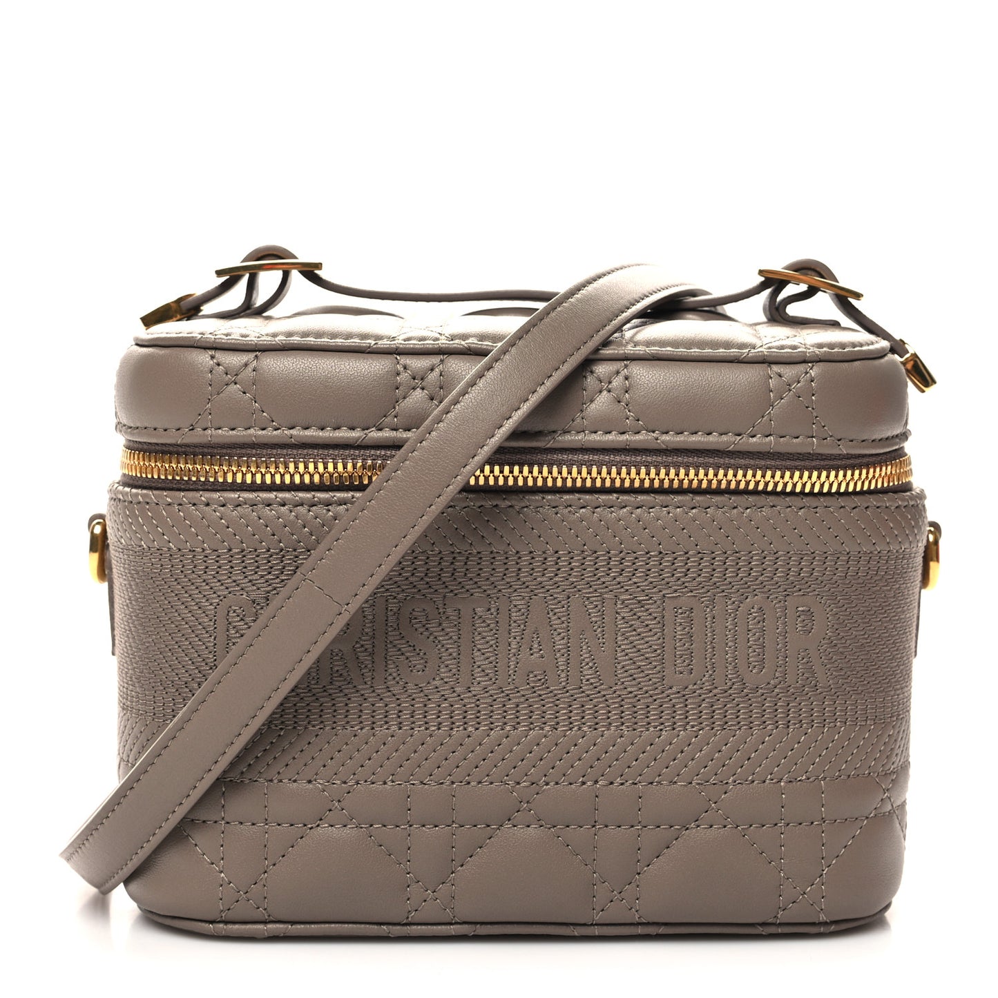 Lambskin Cannage Small Diortravel Vanity Case Warm Taupe