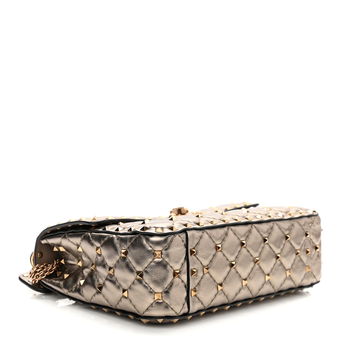 Metallic Lambskin Medium Rockstud Spike Shoulder Bag Sasso