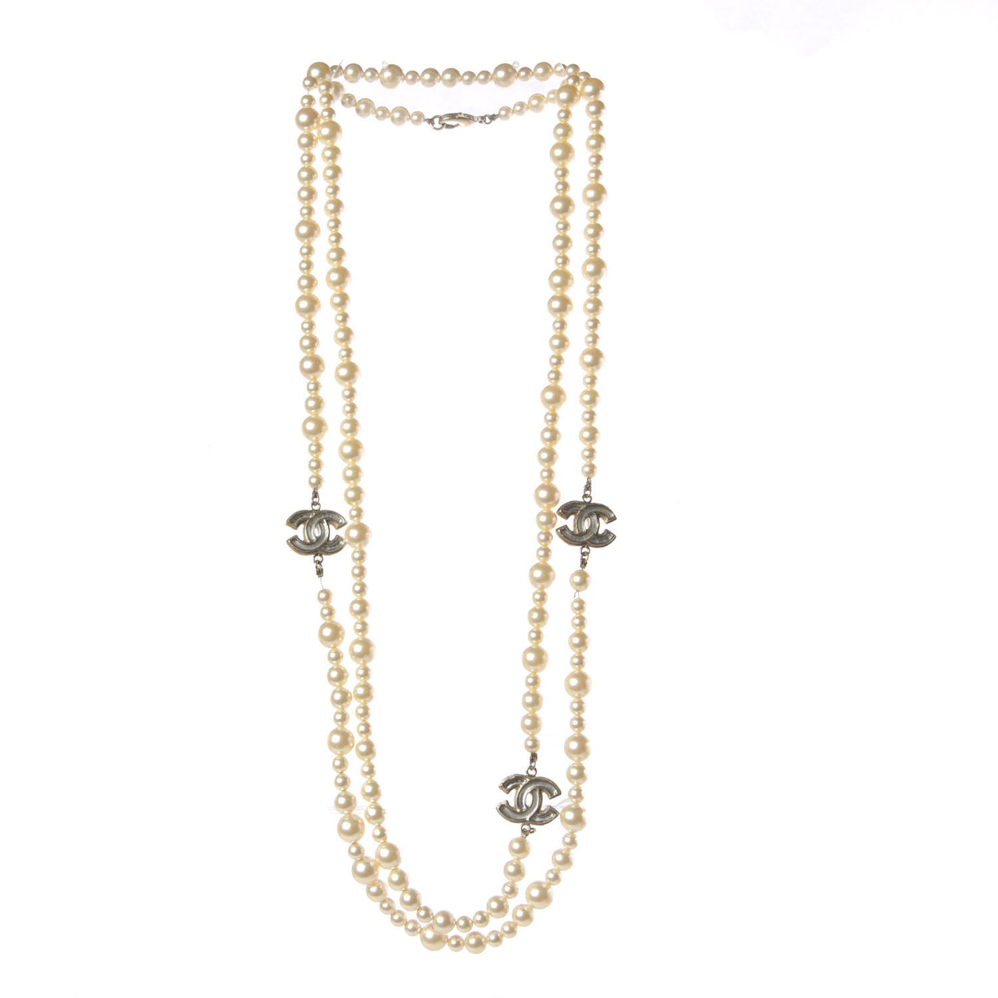 Pearl Gripoix CC Long Necklace Gold