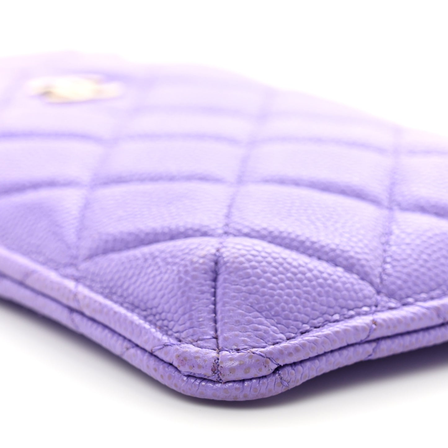 Caviar Quilted Classic Flat Wallet Pouch Purple