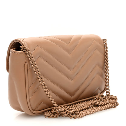 Gucci Calfskin Matelasse Monochrome Super Mini GG Marmont Shoulder Bag Camelia 3 of 9