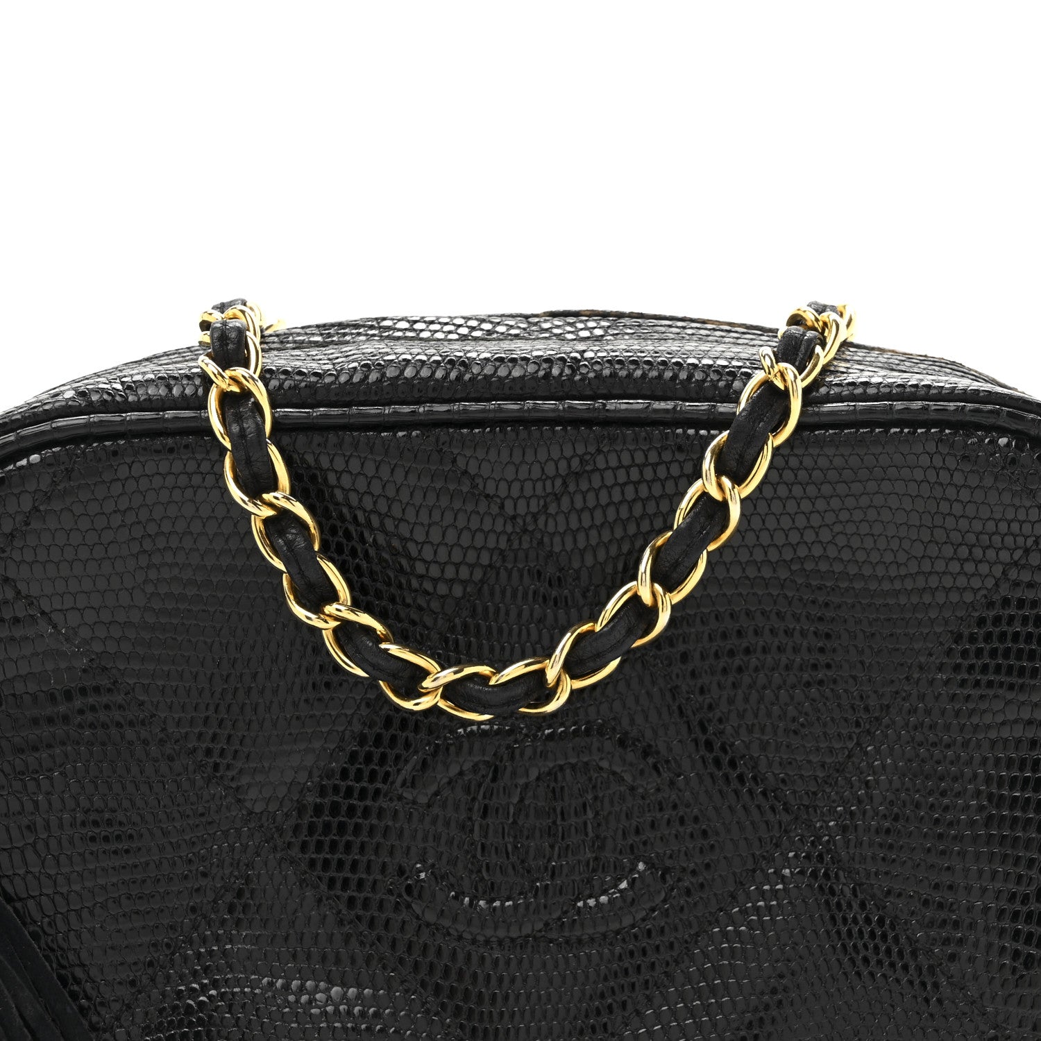 Chanel Lizard Quilted Small Tassel Camera Case Black 9 of 15