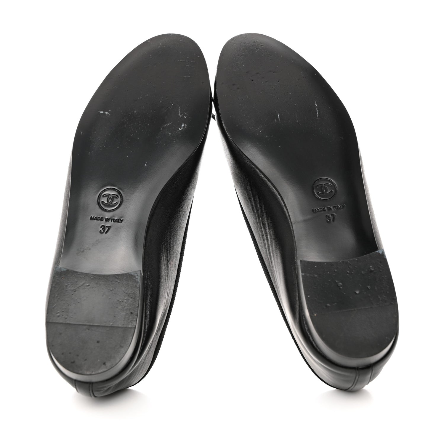 Lambskin Patent Cap Toe Ballerina Flats 37 Black