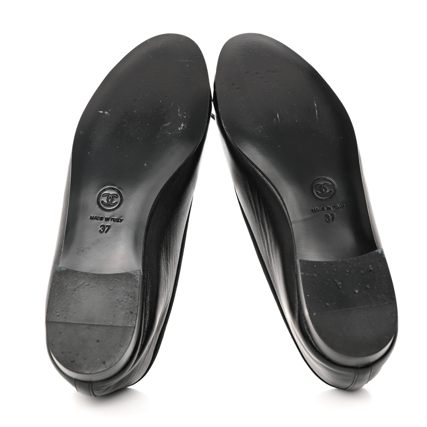Chanel Lambskin Patent Cap Toe Ballerina Flats 37 Black 5 of 10