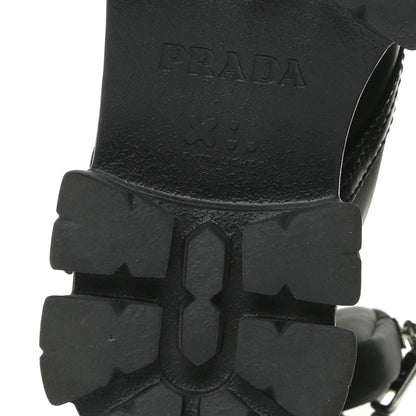 Prada Spazzolato Rois Nylon Metal Triangle Logo Monolith Pouch Pocket 55mm Boots 38 Black 9 of 19