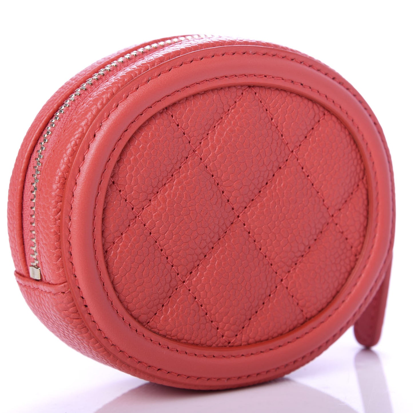 Caviar Quilted Filigree Zip Around Classic Coin Purse Red