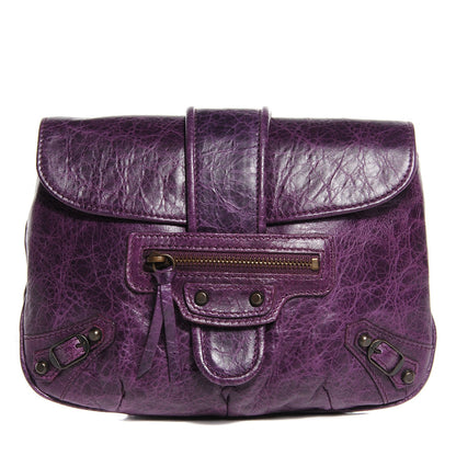 Balenciaga Agneau Classic Hardware Pouch Flap Clutch Raisin 1 of 8