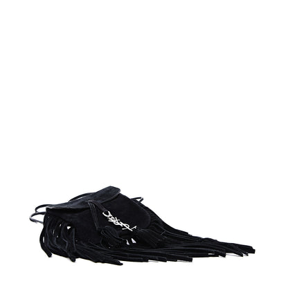 Saint Laurent Suede Fringe Toy Monogram Anita Crossbody Bag Black 3 of 9