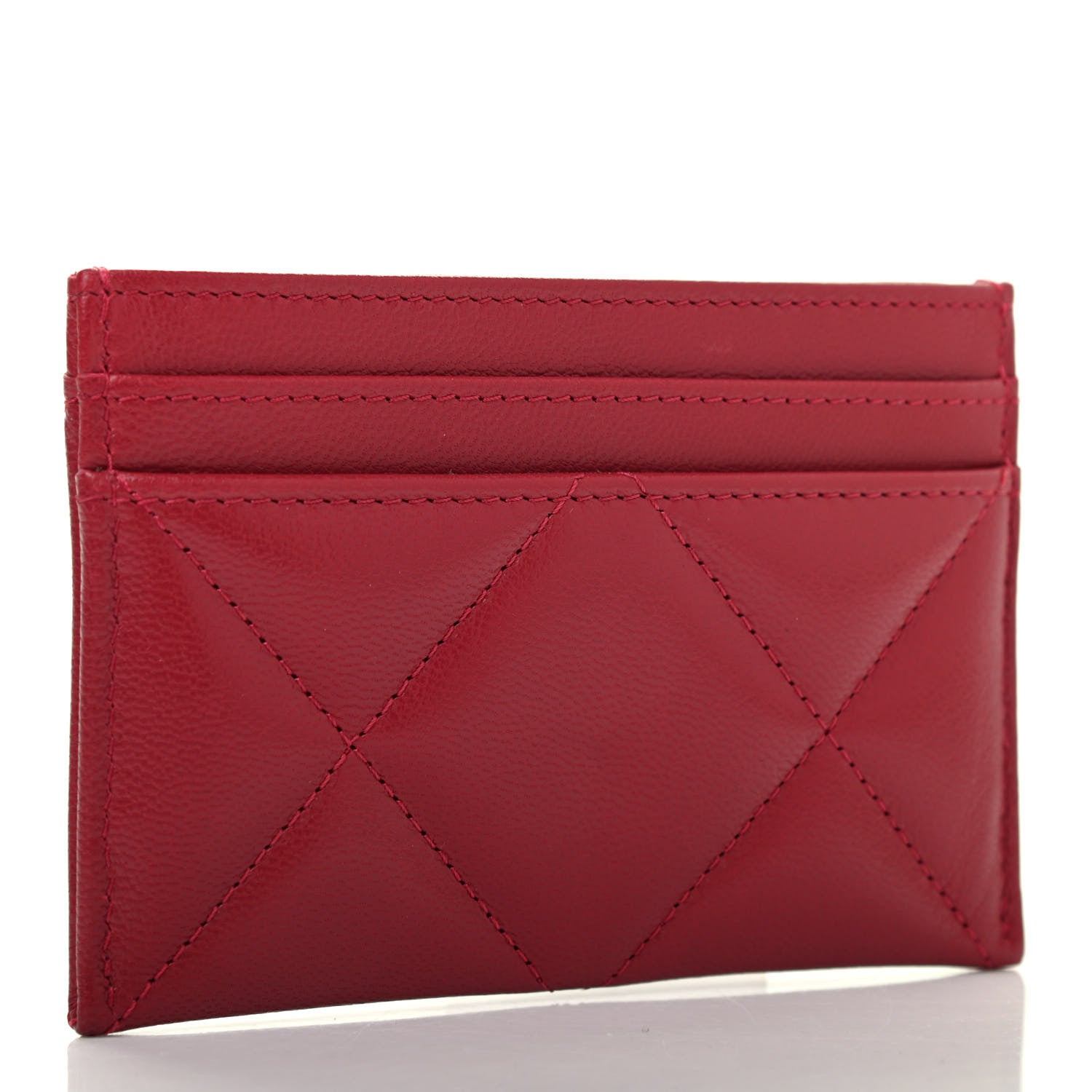 Chanel Goatskin Quilted Chanel 19 Card Holder Red 2 of 4