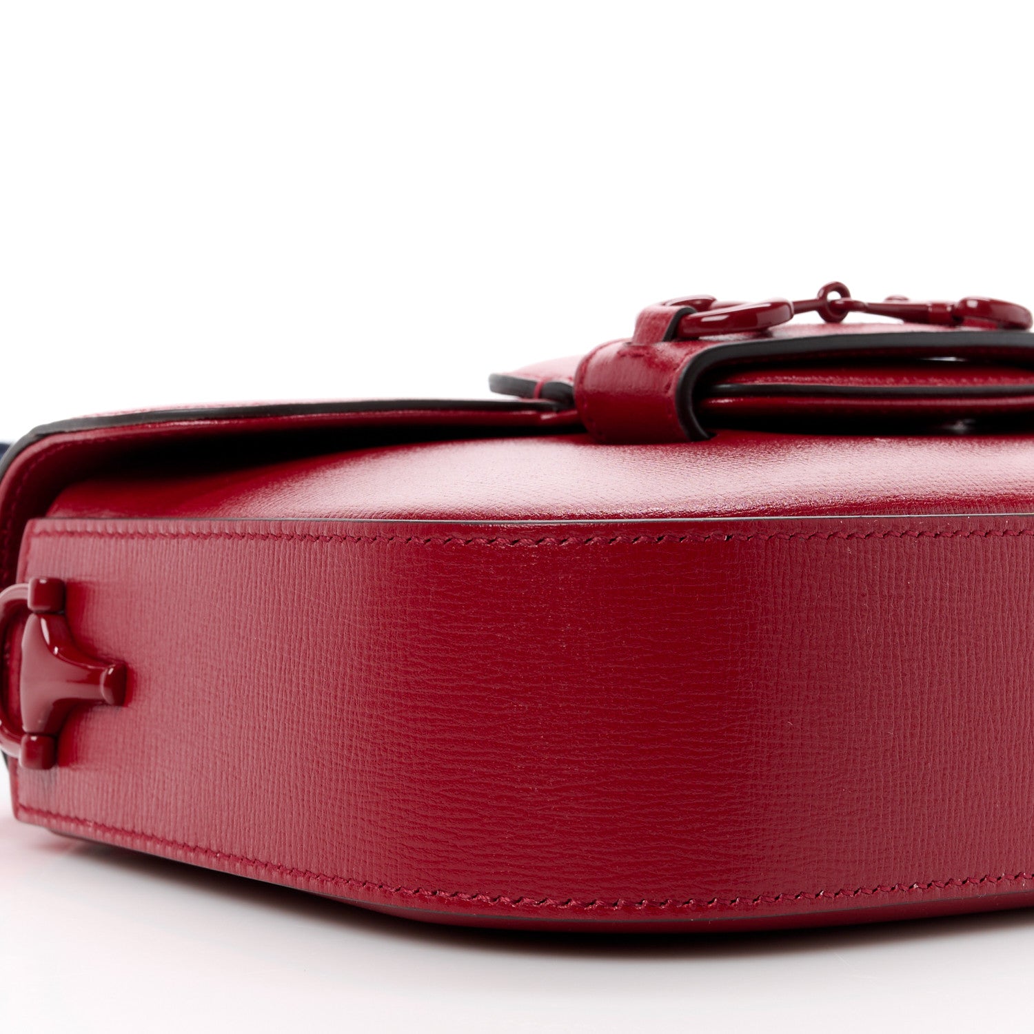 Gucci Azalea Calfskin Web Monochrome Horsebit 1955 Shoulder Bag New Cherry Red 11 of 12