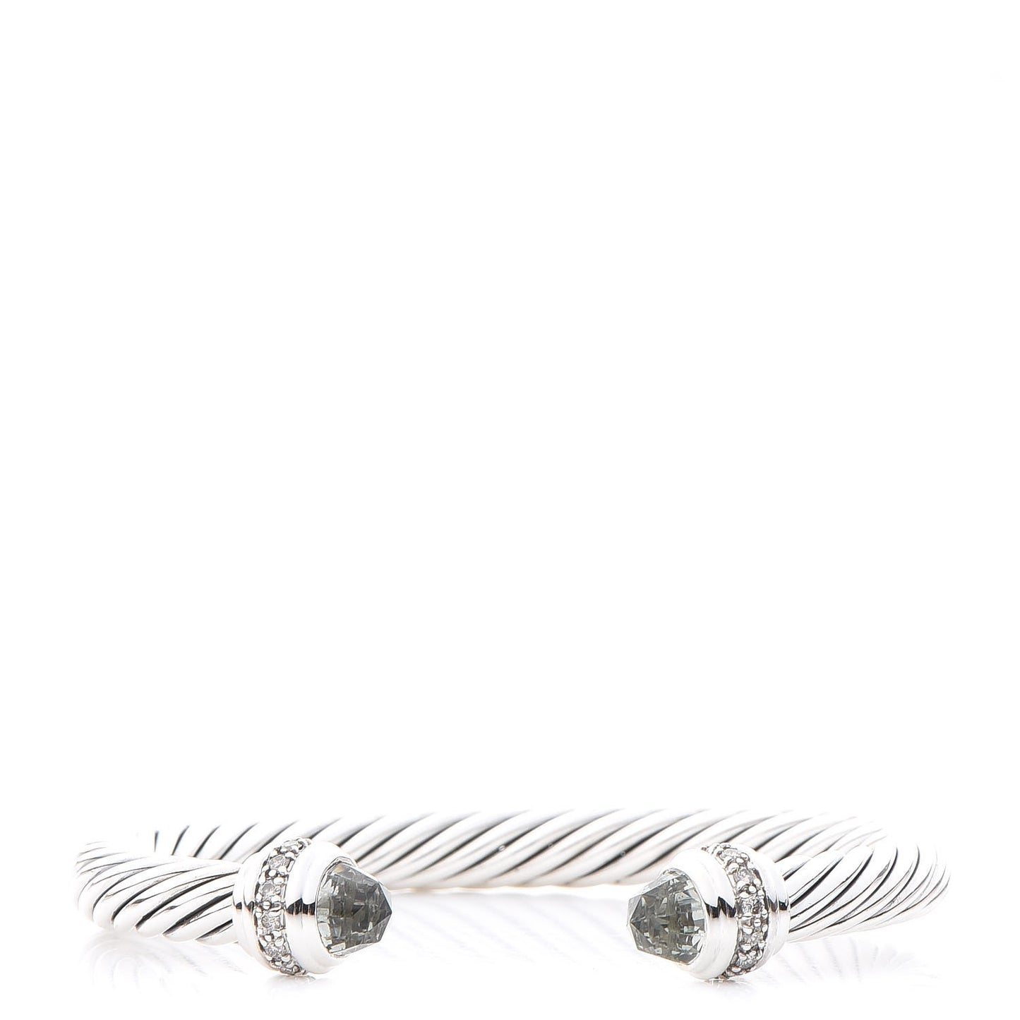 Sterling Silver Diamond Prasiolite 7mm Cable Classics Bracelet