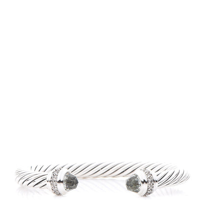 David Yurman Sterling Silver Diamond Prasiolite 7mm Cable Classics Bracelet 1 of 5