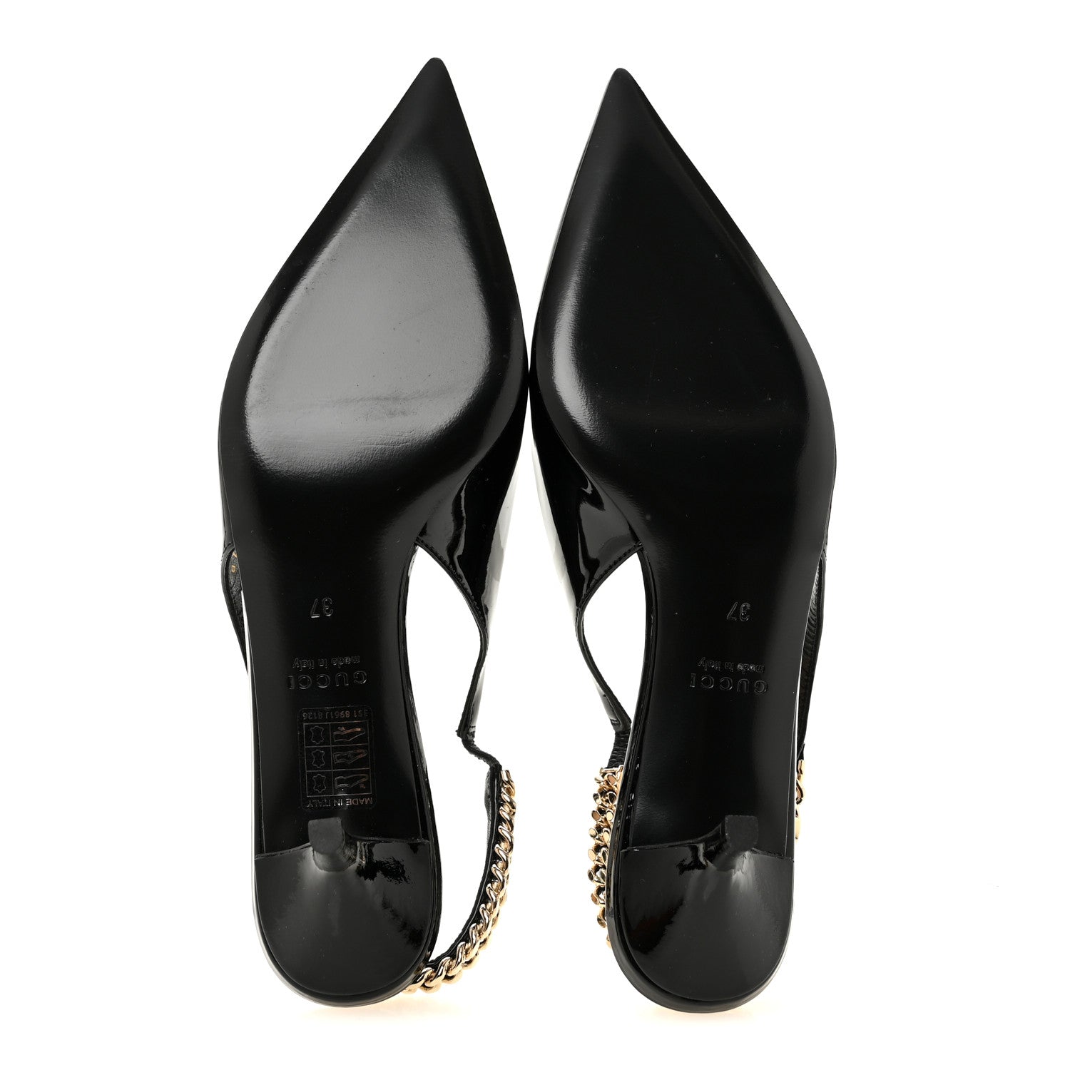 Gucci Patent Signoria 35mm Slingback Pumps 37 Black 6 of 10