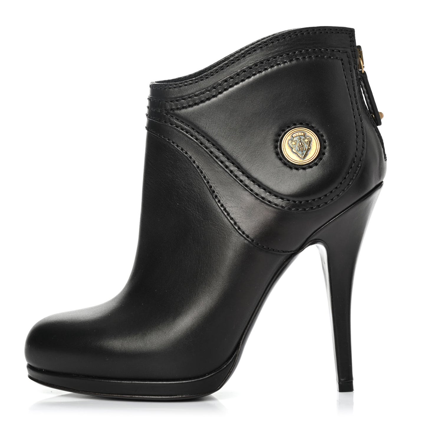 Calfskin Diane Ankle Zip Boot 5.5 Black