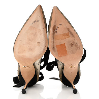 Christian Dior Suede Calfskin Plumetis Lovely-D Ankle Wrap Pumps 37 Black 10 of 16