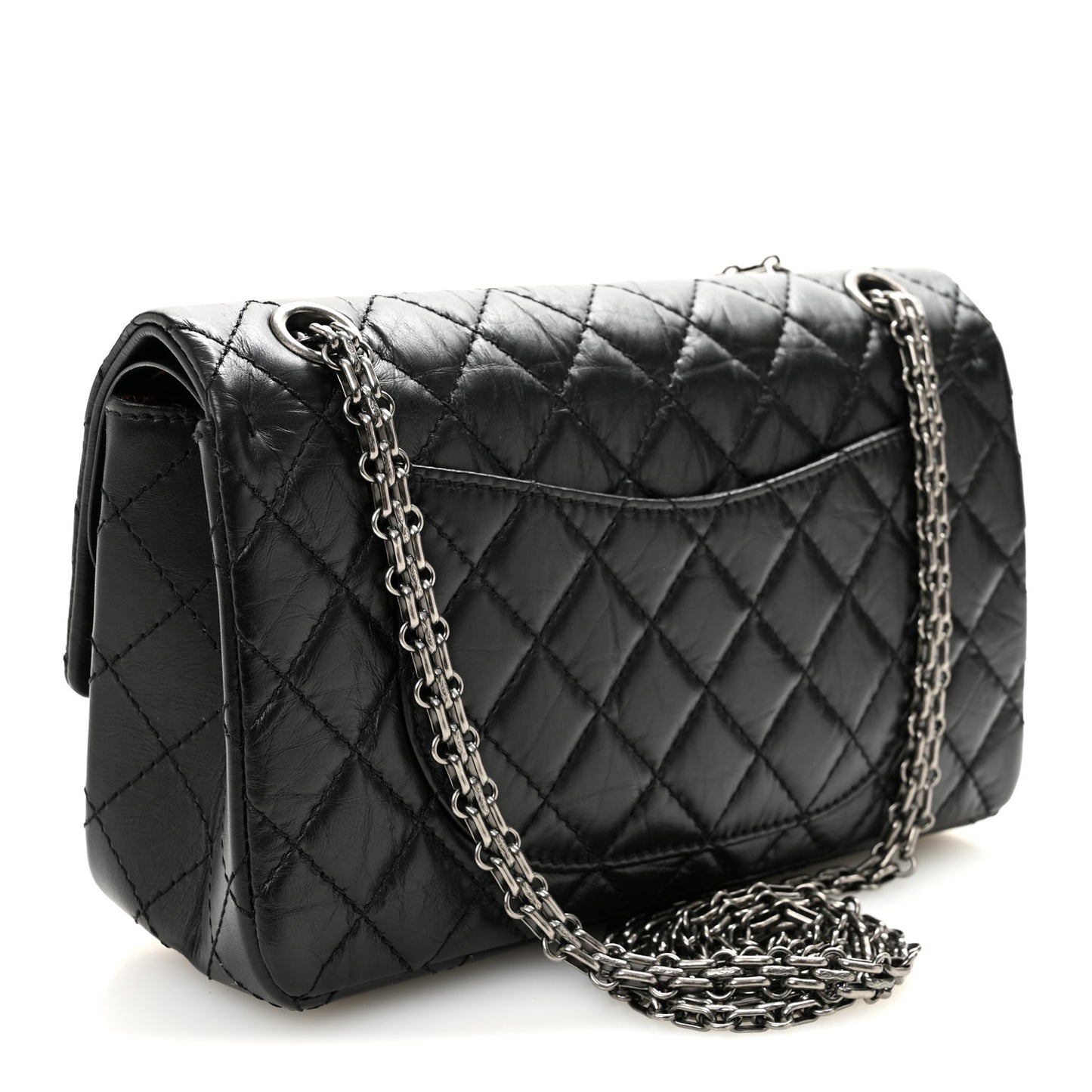 Aged Calfskin Quilted 2.55 Reissue 225 Flap Black