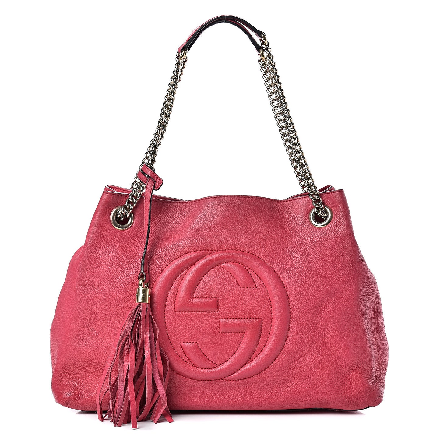 Pebbled Calfskin Medium Soho Chain Shoulder Bag Pink
