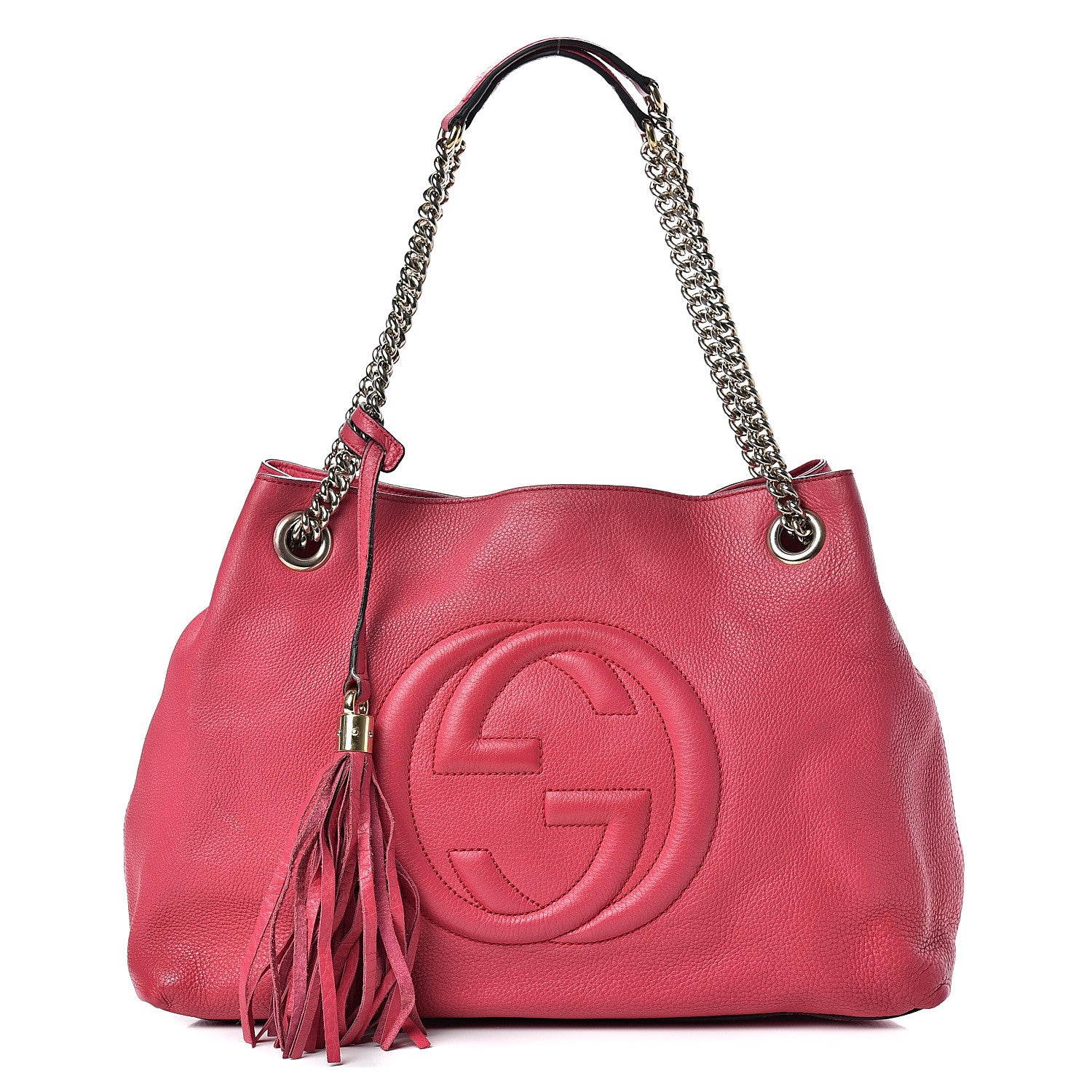 Gucci Pebbled Calfskin Medium Soho Chain Shoulder Bag Pink 1 of 23