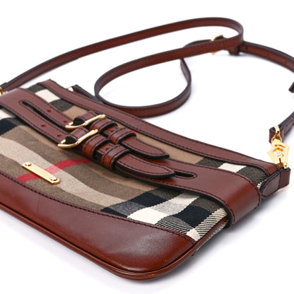 Burberry House Check Bridle Calfskin Peyton Crossbody Dark Tan 12 of 12