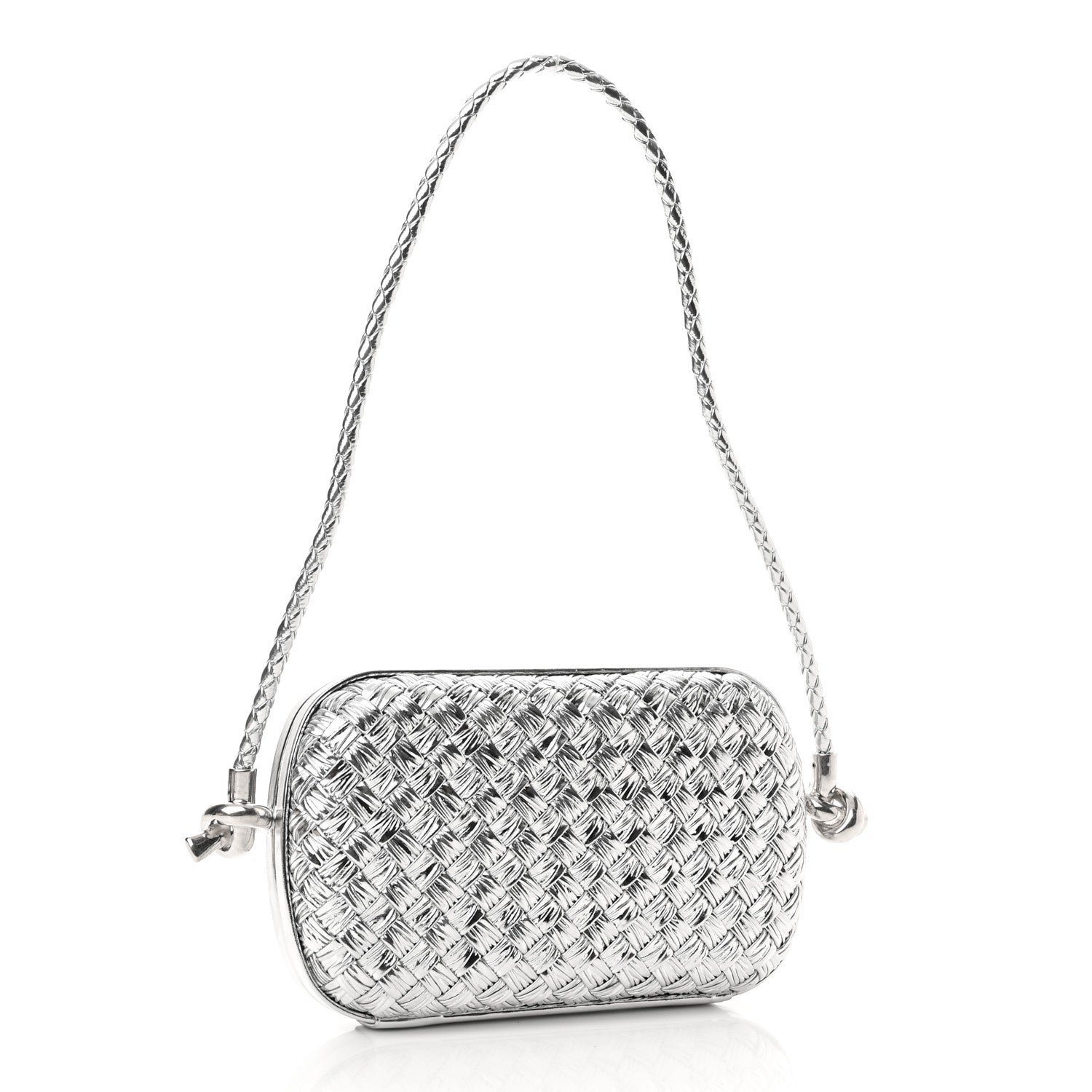 Bottega Veneta Metallic Calfskin Intrecciato Knot On Strap Silver 3 of 10