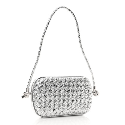 Bottega Veneta Metallic Calfskin Intrecciato Knot On Strap Silver 3 of 10