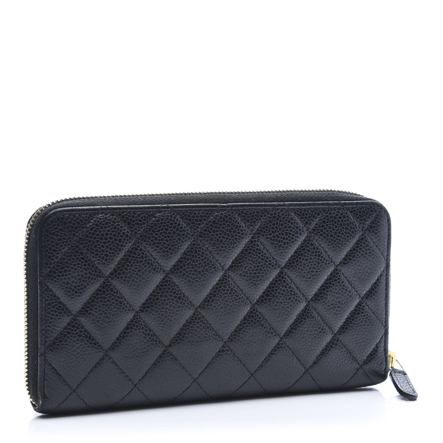 Caviar Quilted Large Gusset Zip Around Wallet Black