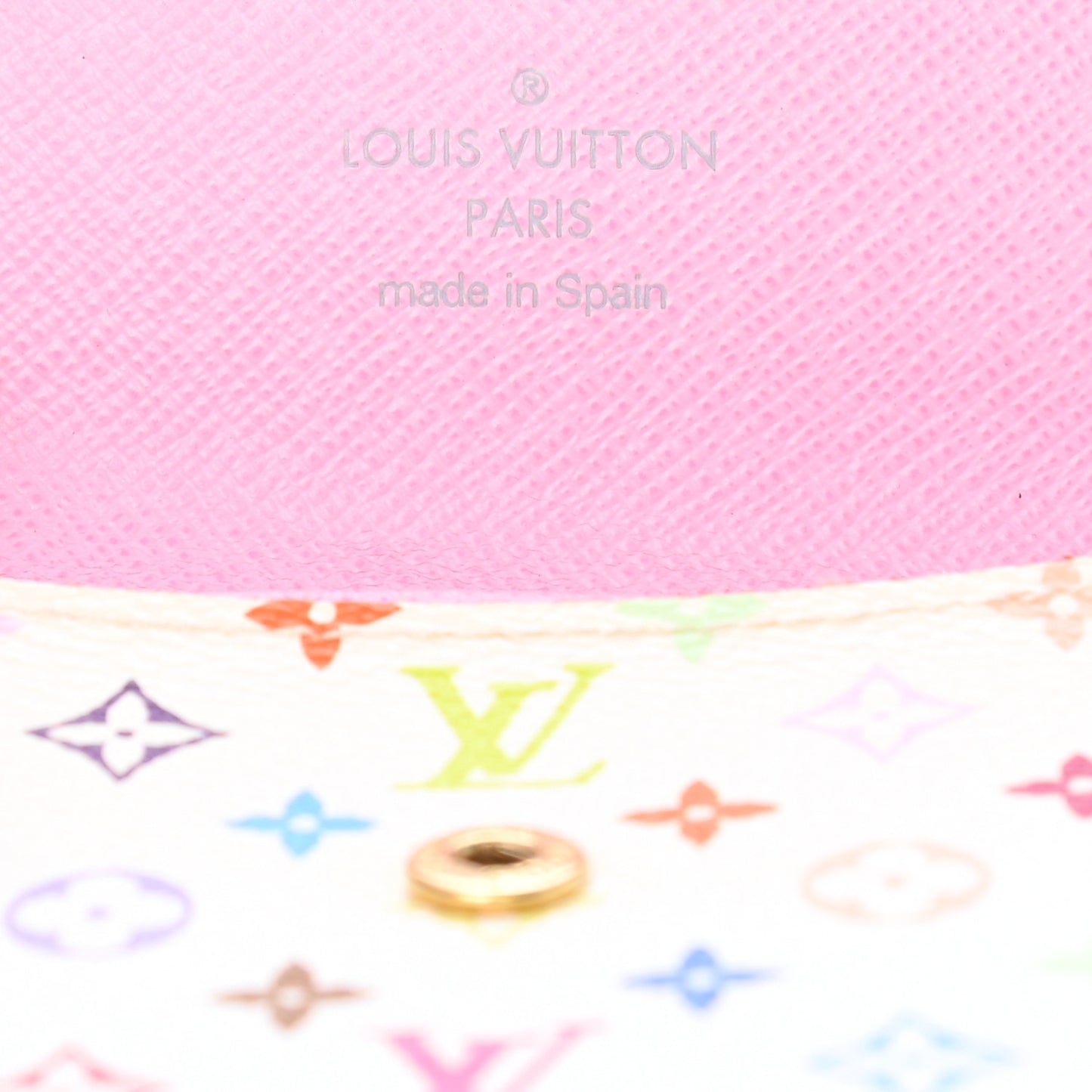 Monogram Multicolor Business Card Holder White Litchi