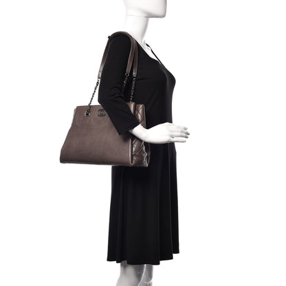 Chanel Calfskin Zipped Shopping Tote Grey 2 of 13