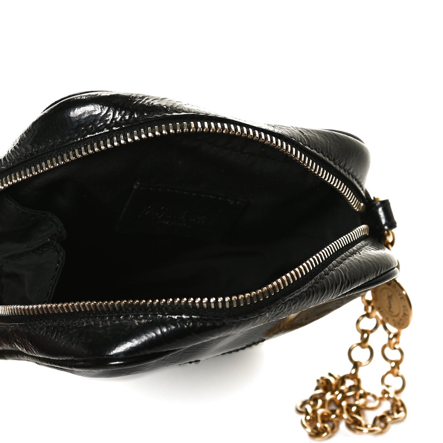 Textured Patent Monogram Mini Wristlet Black