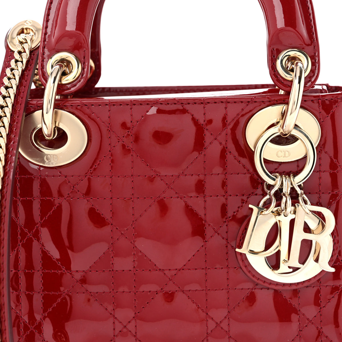 Patent Cannage Mini Lady Dior Red