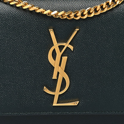 Saint Laurent Grain De Poudre Small Monogram Kate Satchel Teal Green 7 of 9