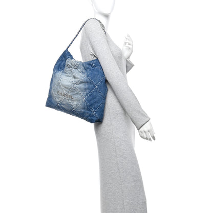 Chanel Denim Quilted Chanel 22 Blue 2 of 11