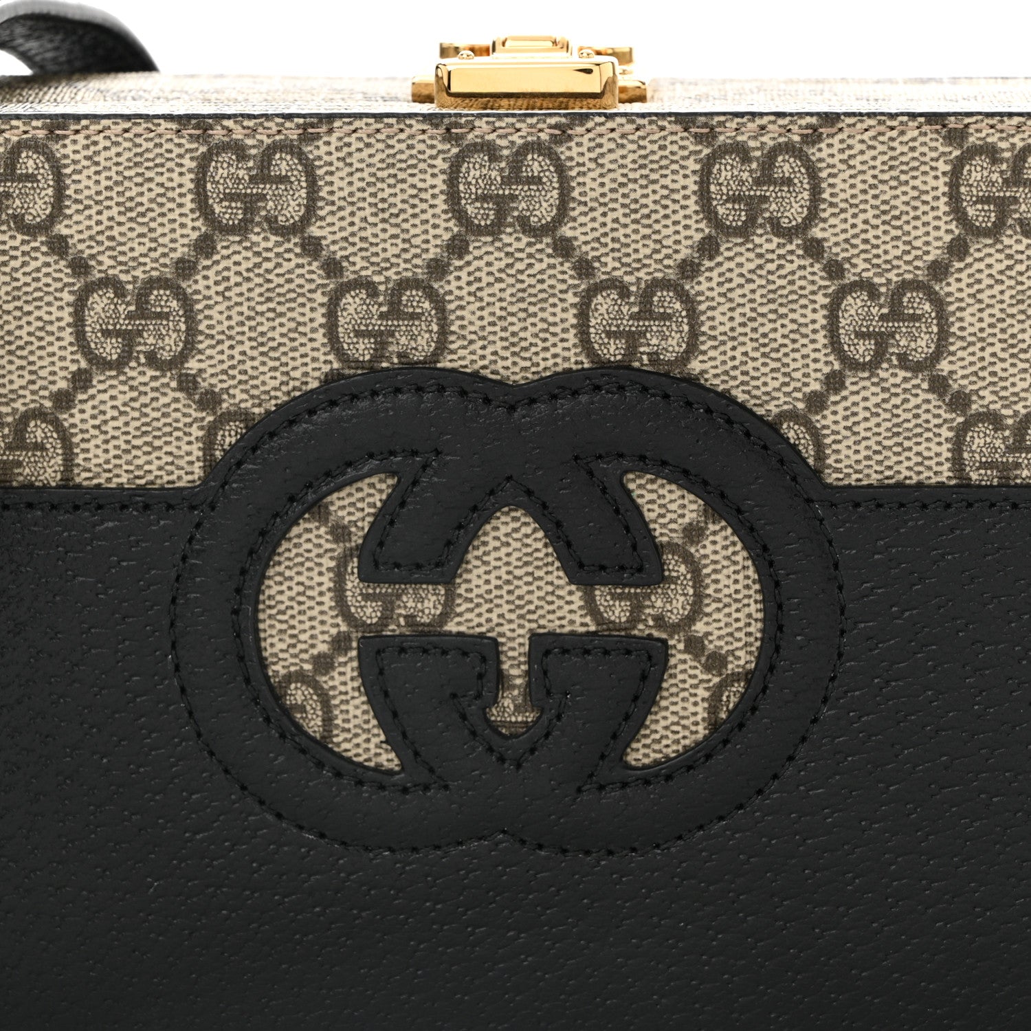Gucci GG Supreme Monogram Textured Dollar Calfskin Mini New Basket Shoulder Bag Beige Ebony Black 7 of 10