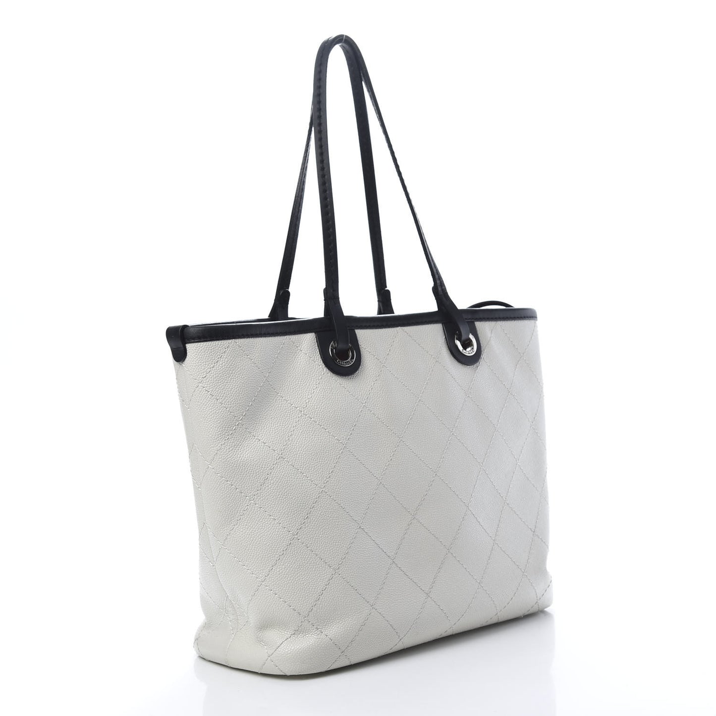Grained Calfskin Shopping Fever Tote White