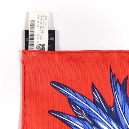 Hermes Silk La Danse Pacifique Scarf 90 Rouge Bleu Vif Bouton D'O 5 of 5