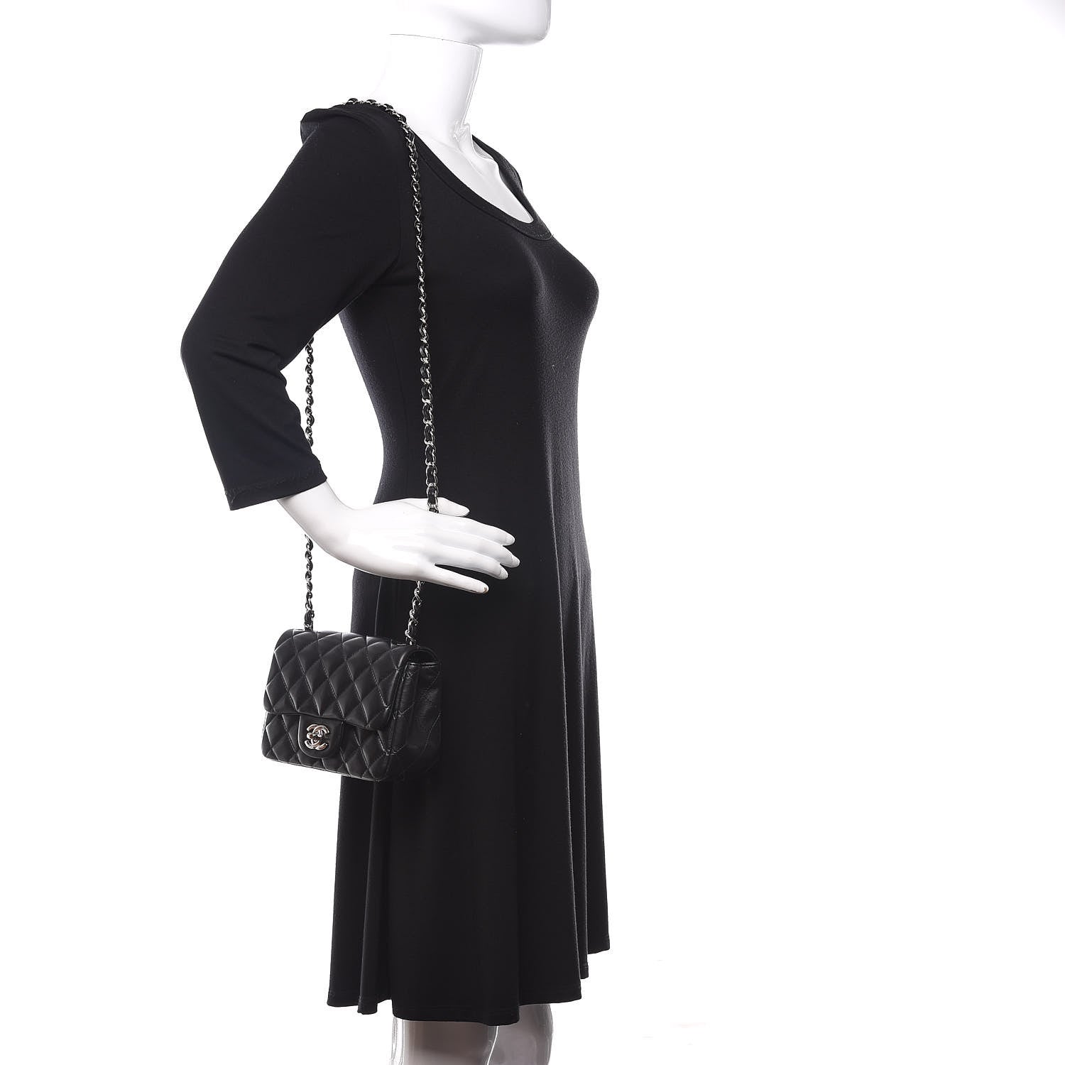 Chanel Lambskin Quilted Mini Square Flap Black 2 of 15