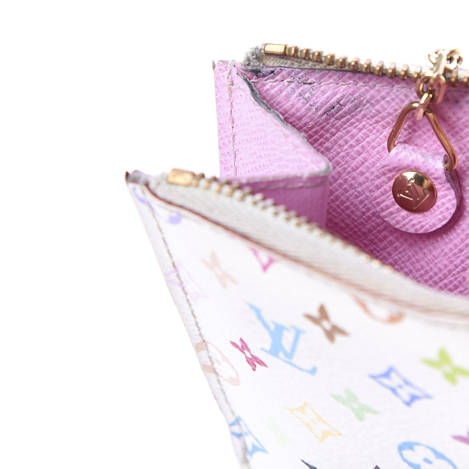 Louis Vuitton Monogram Multicolor Key Pouch White Litchi 8 of 10