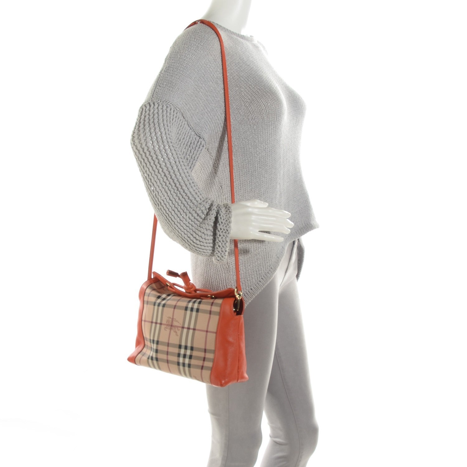 Burberry Haymarket Check Small Leah Shoulder Bag Honey 2 of 8