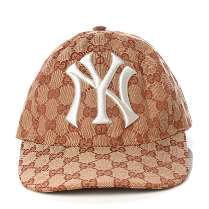 Gucci X MLB Monogram NY Yankees Baseball Hat 57-61 Beige Ruggine 5 of 9