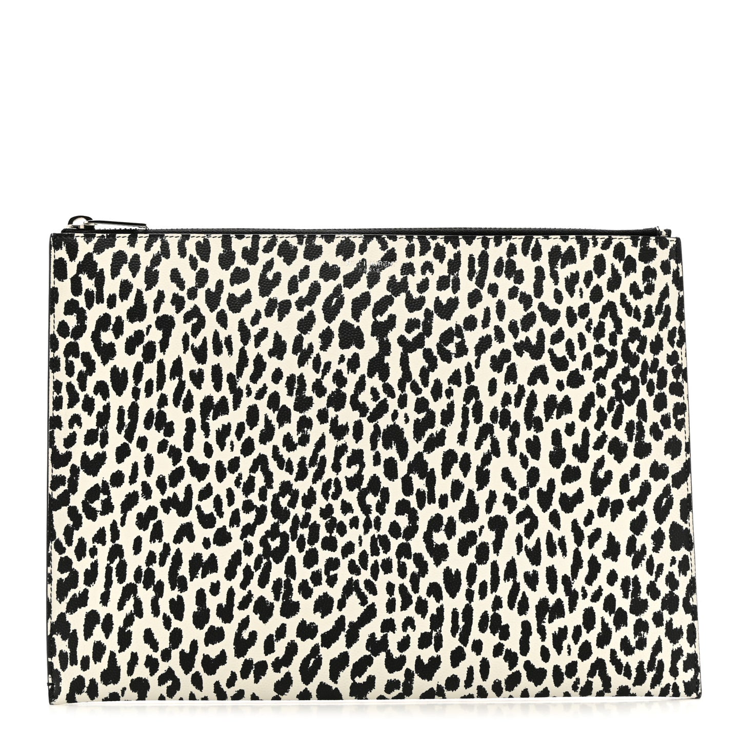 Calfskin Leopard Print Zipped Tablet Holder White Black