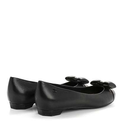Chanel Lambskin CC Cap Toe Bow Ballerina Flats 39.5 Black 10 of 20