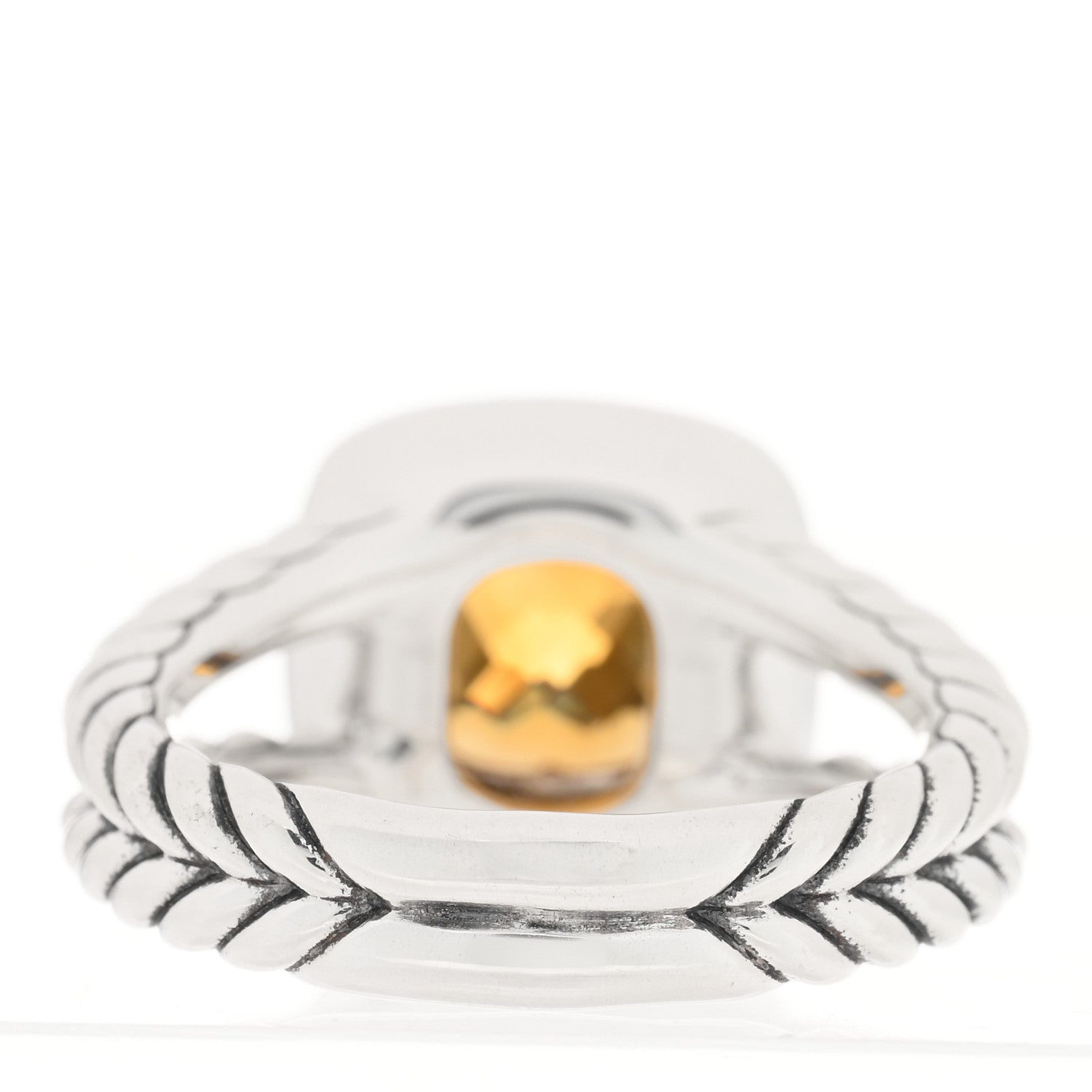 David Yurman Sterling Silver Diamond Citrine 7mm Petite Albion Ring 49 5 3 of 4