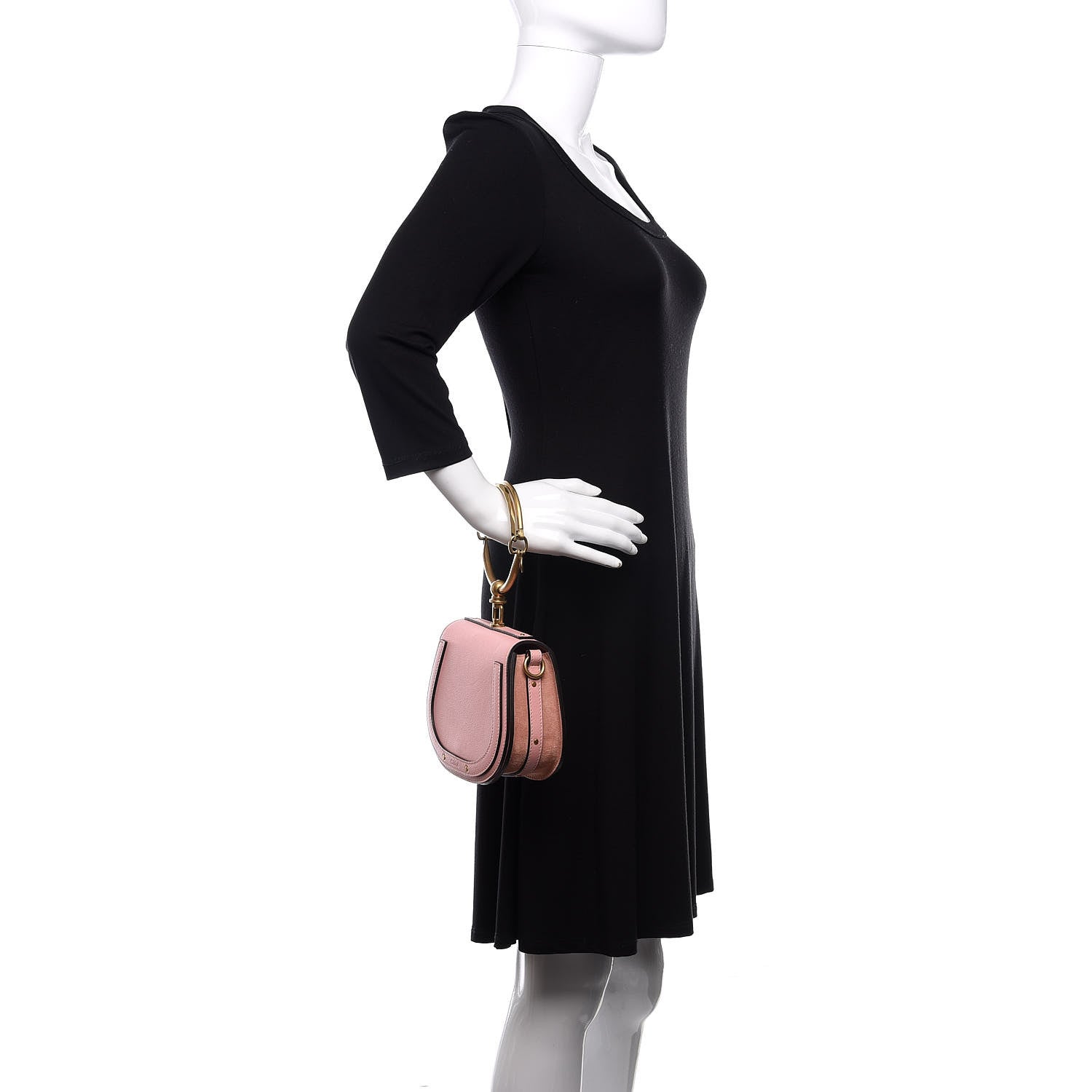 Chloe Calfskin Suede Small Nile Bracelet Bag Washed Pink 3 of 12