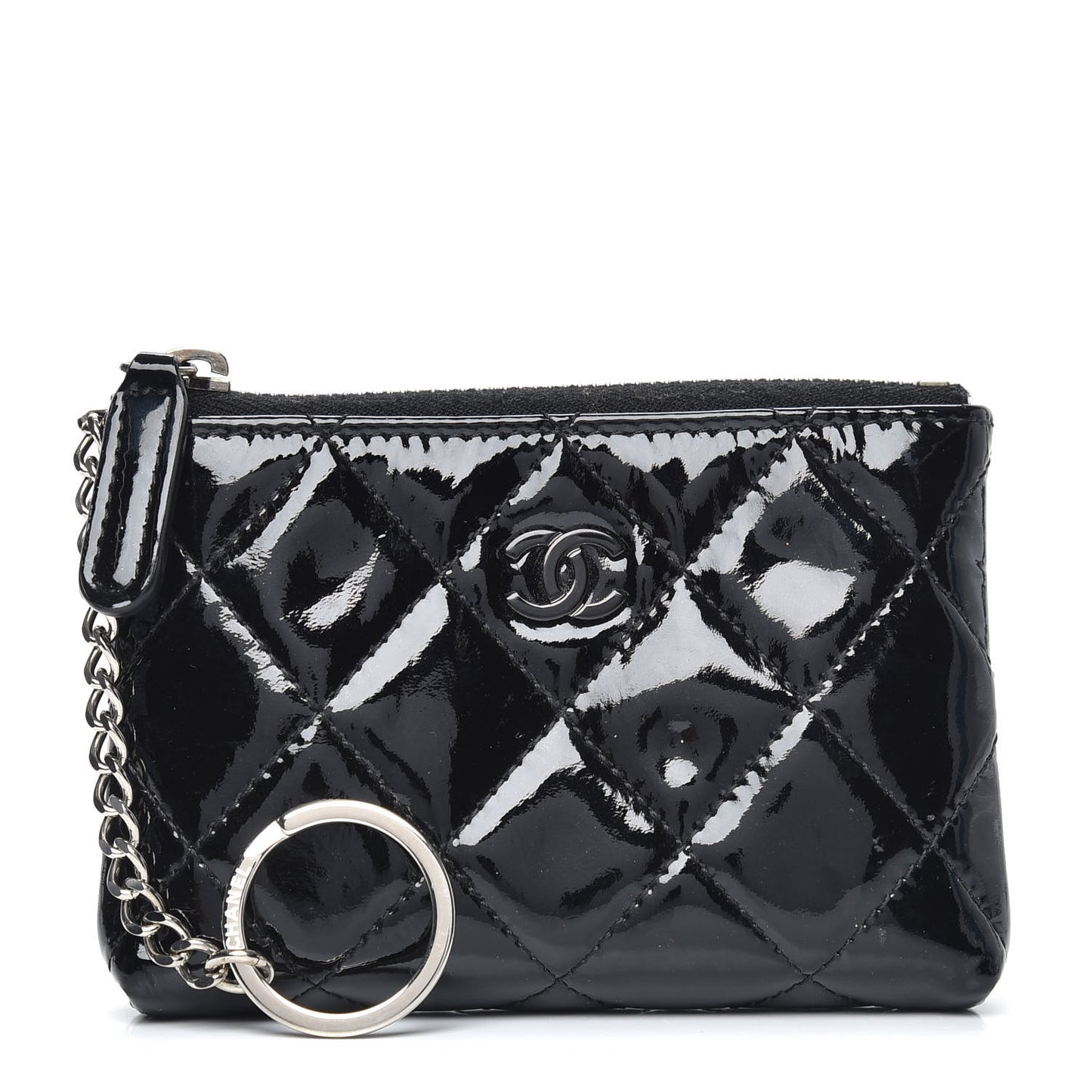 Patent Quilted Key Pouch So Black