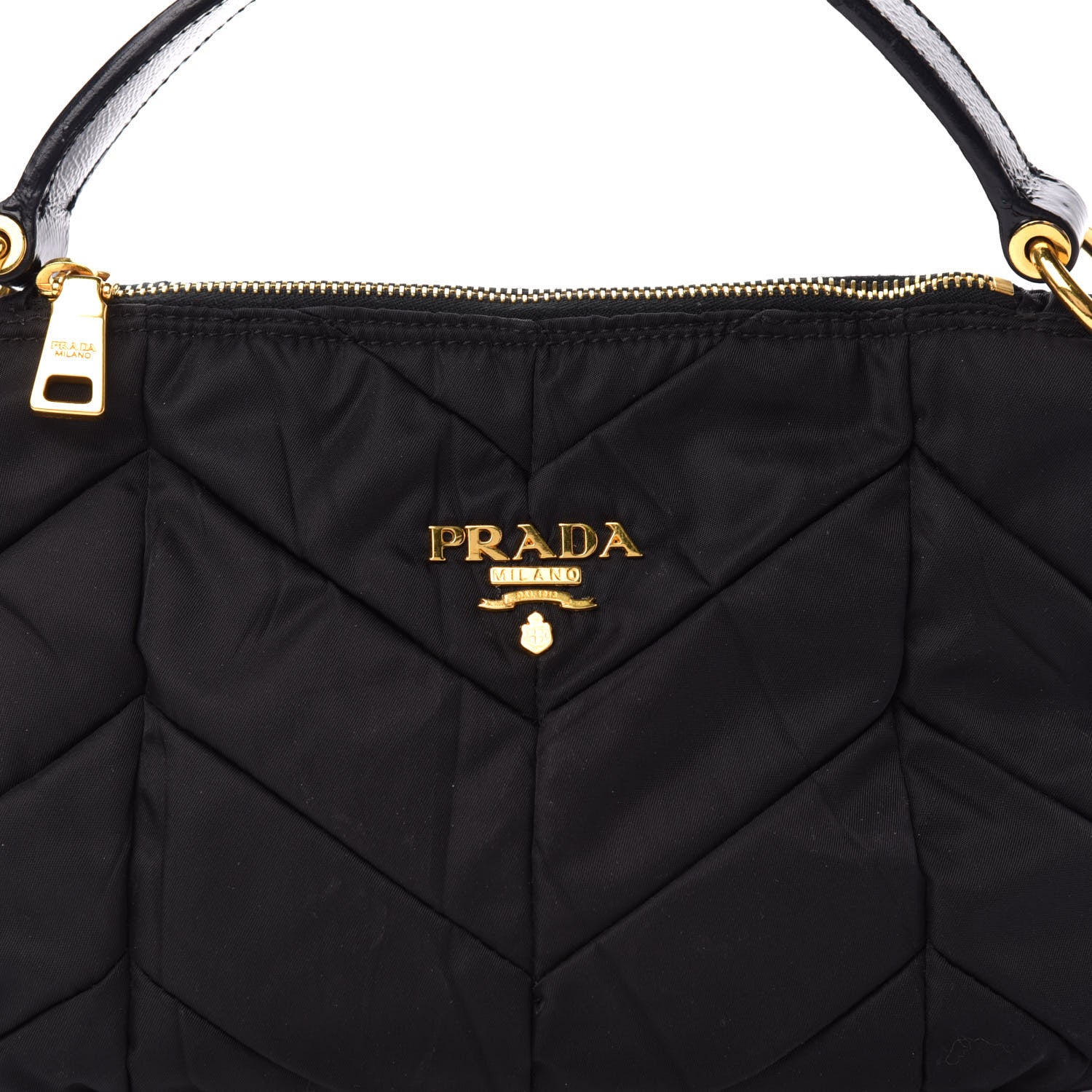 Prada Tessuto Nylon Chevron Quilted Shoulder Bag Black 11 of 11