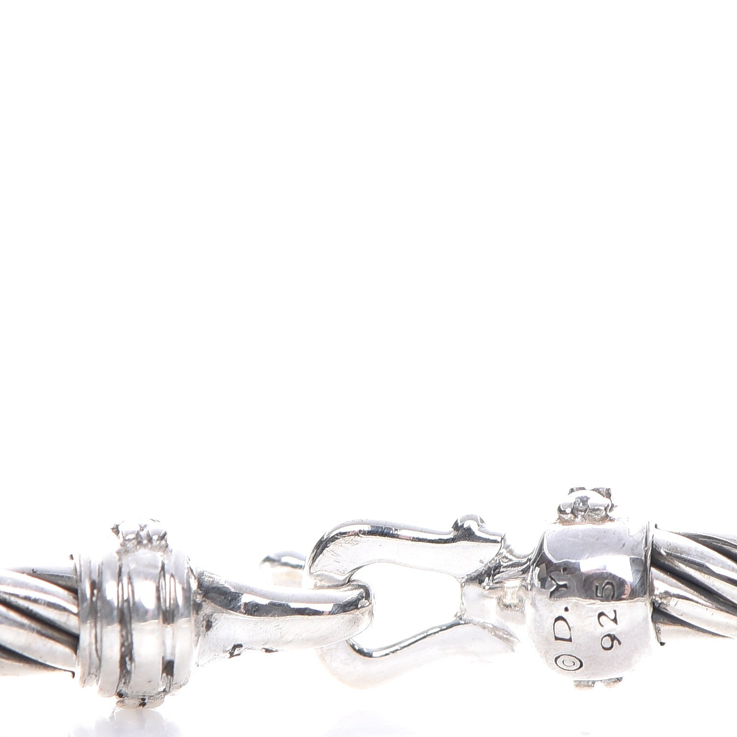 David Yurman Sterling Silver Diamond 3mm Cable Buckle Bracelet 4 of 5