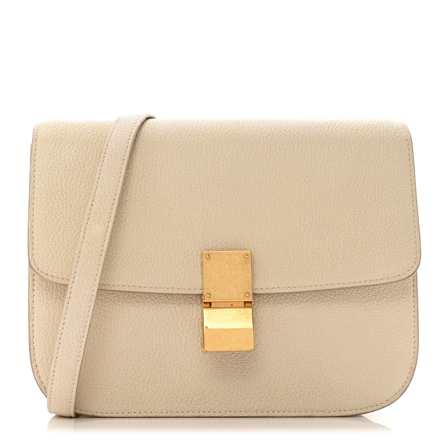 Celine Liege Calfskin Medium Classic Box Flap Bag White 1 of 11